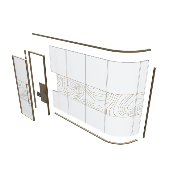 Glazing options including toughened, laminate, decorative and curved glass.