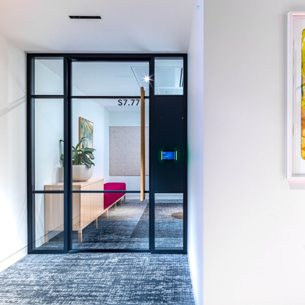 Double Glazed Hogan Door in P100 with Floating Tech Uni