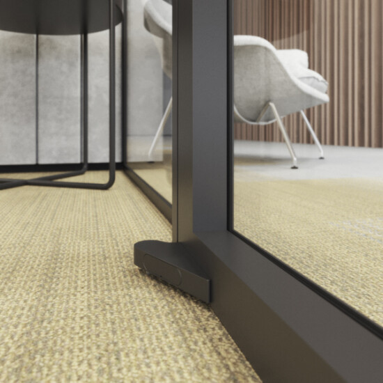 IsoPro comes with floor pivots or hinges based on requirements.