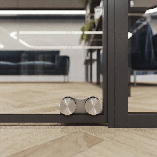 Floor pivots can be used in place of hinges.