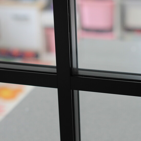 Loft 54 features refined details at transom to mullion junctions.